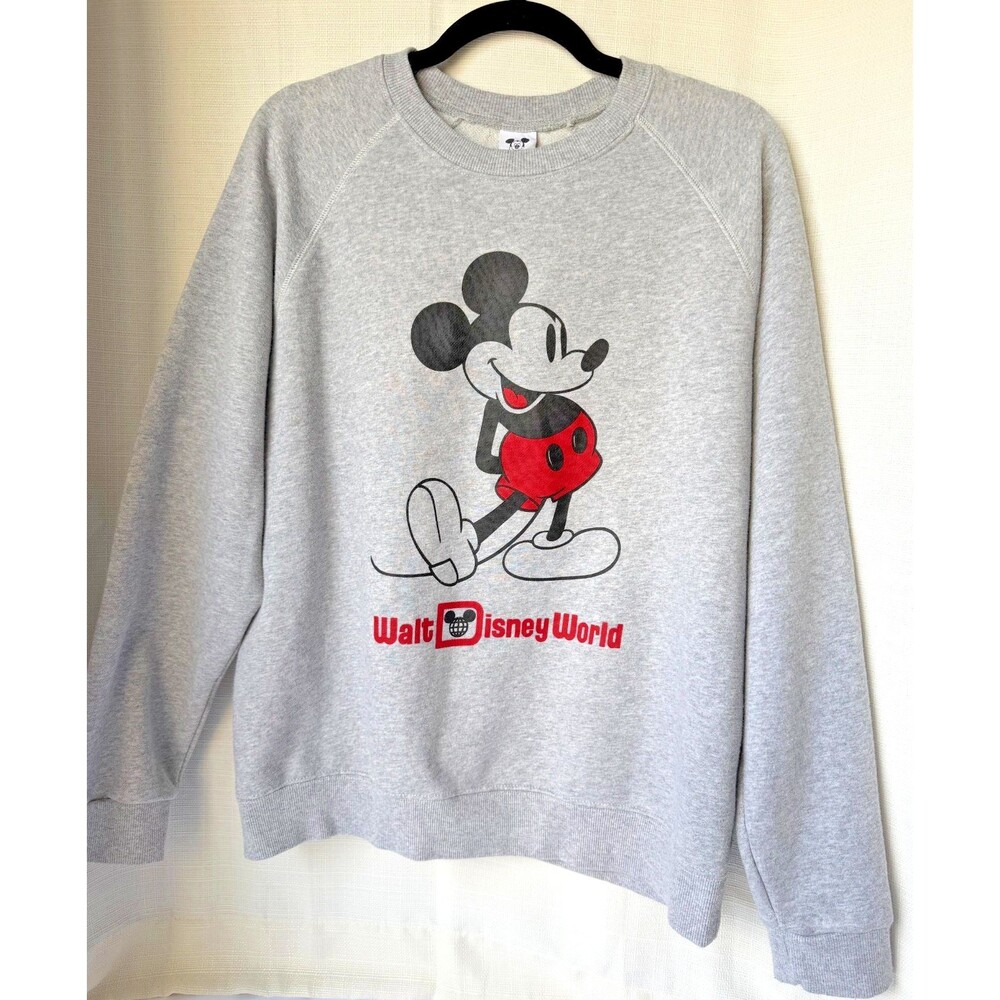 Disney Mickey Mouse Walt Disney World Gray Crewneck Sweatshirt Womans Large/M-M